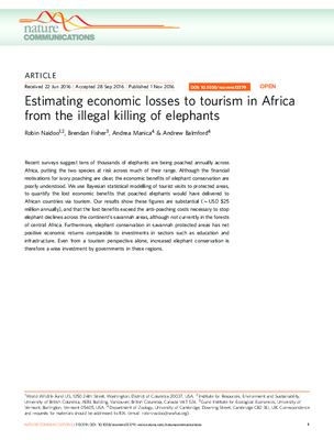 Estimating the economic losses to tourism in Africa from illegal killing of elephants