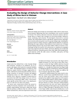 Evaluating the Design of Behavior Change Interventions: A Case Study of Rhino Horn in Vietnam