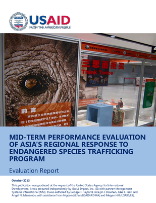 Mid-Term Performance Evaluation of Asia’s Regional Response to Endangered Species Trafficking (ARREST) Program