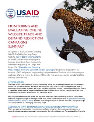 Monitoring and Evaluating Online Wildlife Trade and Demand Reduction Campaigns Summary