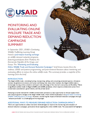 Monitoring and Evaluating Online Wildlife Trade and Demand Reduction Campaigns Summary
