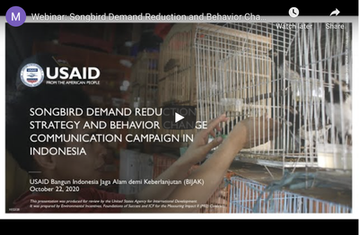 Webinar Recording: Songbird Demand Reduction and Behavior Change in Indonesia