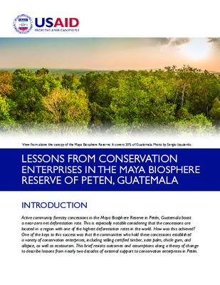 Lessons from Conservation Enterprises in the Maya Biosphere Reserve of Peten, Guatemala