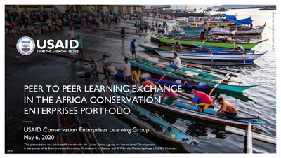 Webinar Presentation: Peer-to-Peer Learning Exchange in the Africa Conservation Enterprises Portfolio