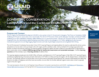 Combating Conservation Crime Learning Agenda: Latin America and the Caribbean Environment