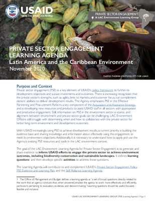 Private Sector Engagement Learning Agenda: Latin America and the Caribbean Environment