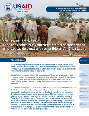 Resumen del Aprendizaje:Lecciones sobre el involucramiento del sector privado en prácticas de ganadería sostenible en América Latina