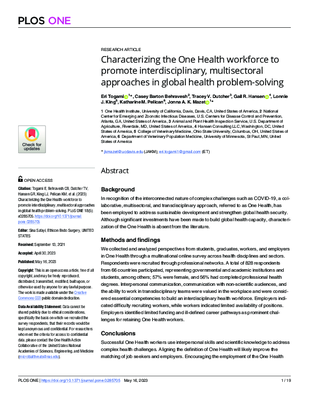 Characterizing the One Health Workforce to Promote Interdisciplinary, Multisectoral Approaches in Global Health Problem-solving