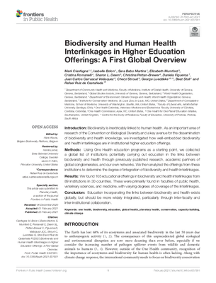 Biodiversity and Human Health Interlinkages in Higher Education Offerings: A First Global Overview