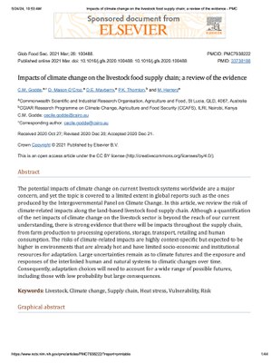 Impacts of Climate Change on the Livestock Food Supply Chain: A Review of the Evidence