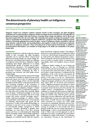 The Determinants of Planetary Health: An Indigenous Consensus Perspective