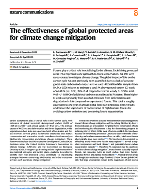 The Effectiveness of Global Protected Areas for Climate Change Mitigation