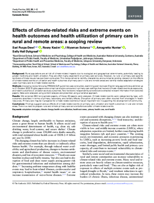 Effects of Climate-Related Risks and Extreme Events on Health Outcomes and Health Utilization of Primary Care in Rural and Remote Areas: A Scoping Review