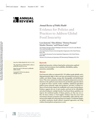 Evidence for Policies and Practices to Address Global Food Insecurity