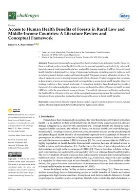 Access to Human Health Benefits of Forests in Rural Low and Middle-Income Countries: A Literature Review and Conceptual Framework