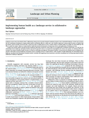 Implementing Human Health as a Landscape Service in Collaborative Landscape Approaches