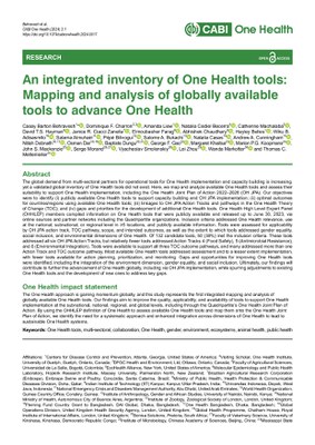 An Integrated Inventory of One Health Tools: Mapping and Analysis of Globally Available Tools to Advance One Health