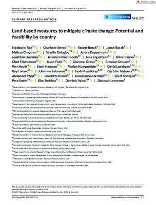 Land-based Measures to Mitigate Climate Change: Potential and Feasibility by Country