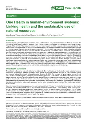 One Health in Human-Environment Systems: Linking Health and the Sustainable Use of Natural Resources