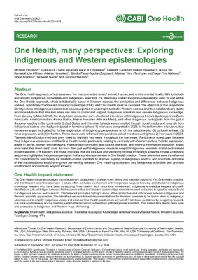 One Health, Many Perspectives: Exploring Indigenous and Western Epistemologies