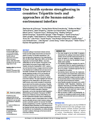 One Health Systems Strengthening in Countries: Tripartite Tools and  Approaches at the Human-Animal-Environment Interface
