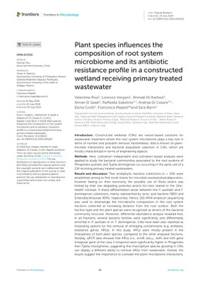 Plant Species Influences the Composition of Root System Microbiome and its Antibiotic Resistance Profile in a Constructed Wetland Receiving Primary Treated Wastewater