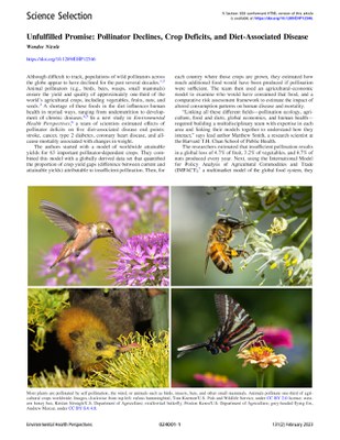 Unfulfilled Promise: Pollinator Declines, Crop Deficits, and Diet-Associated Disease