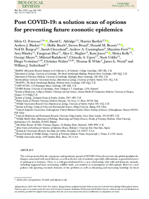 Post COVID-19: A Solution Scan of Options for Preventing Future Zoonotic Epidemics