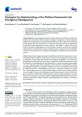 Strategies for Implementing a One Welfare Framework into Emergency Management