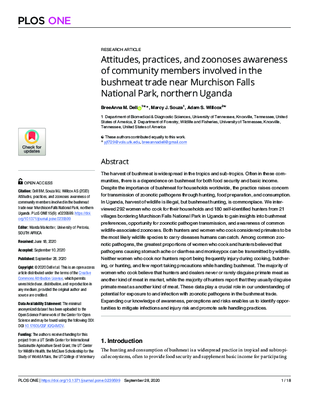 Attitudes, practices, and zoonoses awareness of community members involved in the bushmeat trade near Murchison Falls National Park, northern Uganda