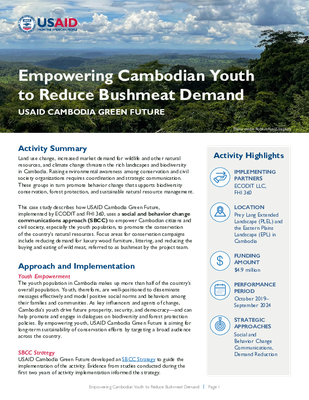 Empowering Cambodian Youth to Reduce Bushmeat Demand: USAID Cambodia Green Future