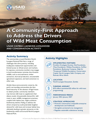 A Community-First Approach to Address the Drivers of Wild Meat Consumption: USAID Zambia Luangwa Livelihood and Conservation Activity