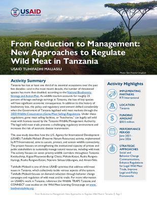 From Reduction to Management: New Approaches to Regulate Wild Meat in Tanzania - USAID Tuhifadhi Maliasili