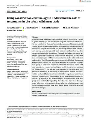 Using conservation criminology to understand the role of restaurants in the urban wild meat trade