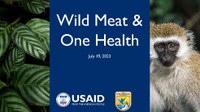 USAID's Wild Meat Collaborative Learning Group is hosting a four-part webinar series. The third webinar in this series explores the connections between wild meat and one health with presentations from James Compton the Chief of Party of USAID Wildlife TRAPS, from TRAFFIC, and Felicia Nutter a technical advisor for USAID STOP Spillover from Tufts University.