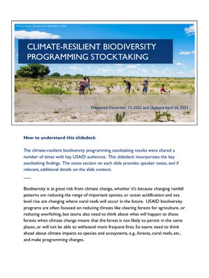 Climate-Resilient Biodiversity Programming Stocktaking