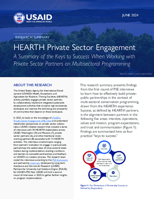 HEARTH Private Sector Engagement: A Summary of the Keys to Success When Working with Private Sector Partners on Multisectoral Programming