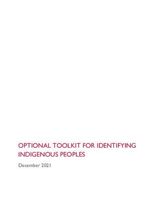 Optional Toolkit for Identifying Indigenous Peoples