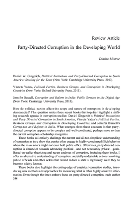 Review article: Party-Directed Corruption in the Developing World 