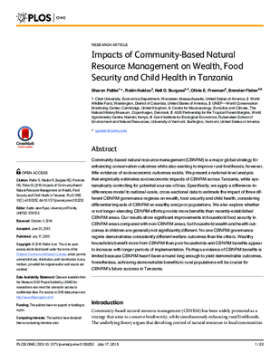 Impacts of Community-Based Natural Resource Management on Wealth, Food Security and Child Health in Tanzania 