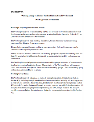 CRID: Draft Approach and Timeline, Terms of Reference, Climate Screening Tools and Data, Sub-working group