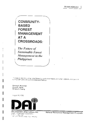 Community-based forest management at a crossroads: The future of sustainable forest management in the Philippines.  1999