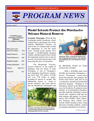 U.S. Agency for International Development/Nicaragua (USAID/Nicaragua). 2001. Program news. Vol. 1(3). 
