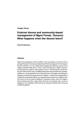 External donors and community-based management of Mgori forest, Tanzania: What happens when the donors leave?