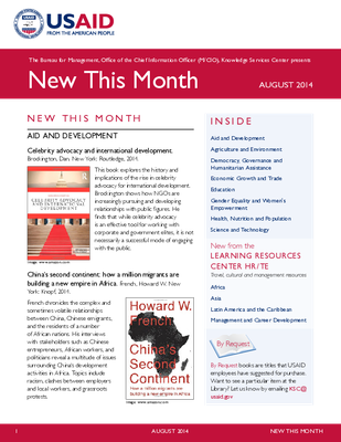 USAID Knowledge Services Center - New This Month: August 2014