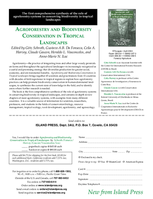 Book Announcement: Agroforestry and Biodiversity Conservation In Tropical Landscapes