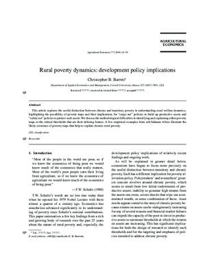 Rural poverty dynamics: development policy implications