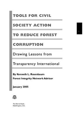 TOOLS FOR CIVIL SOCIETY ACTION TO REDUCE FOREST CORRUPTION:  Drawing Lessons from Transparency International