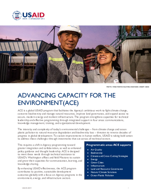 Advancing Capacity for the Environment (ACE) Fact Sheet
