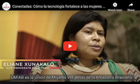 Cuando COVID-19 llegó al Brasil, la Unión de Mujeres Indígenas de la Amazonía Brasileña (UMIAB) supo que era hora de abordar un reto que había estado impactando a la organización durante años: conectar virtualmente a mujeres defensoras indígenas de nueve estados de Brasil. En 2020, USAID, a través de la actividad Fortaleciendo a las Organizaciones Indígenas de la Amazonía (SCIOA), apoyó a la UMIAB a instalar Internet en aldeas de todo Brasil para que sus miembros finalmente pudieran conectarse por video. Ahora, las lideresas de UMIAB entienden cómo usar herramientas y plataformas tecnológicas que son clave para continuar con la importante defensa de políticas de la organización, para el bien de las mujeres indígenas en todo el país. En este video, tres lideresas de la UMIAB explican el impacto que ha tenido esta tecnología en su trabajo